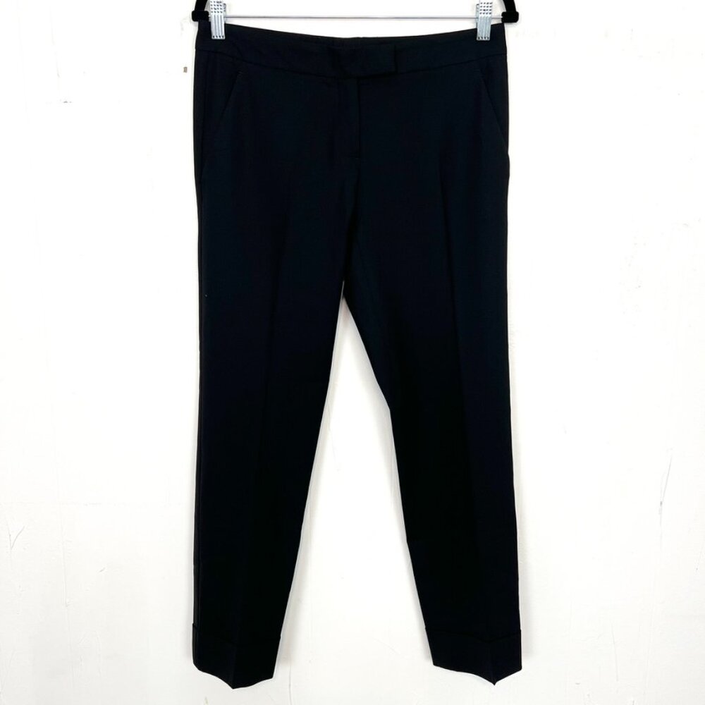 Theory Black Wool Lycra Dress Pants Cuffed Est Sz 6‎
